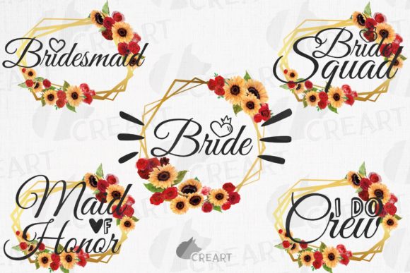 Bridal Shower Hen Party Roses Sunflowers Graphics