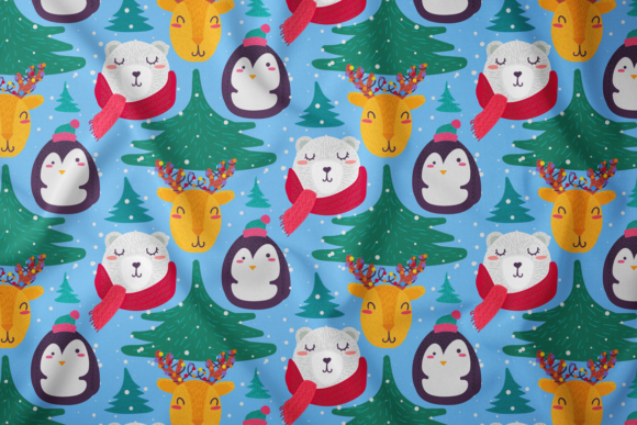 Cartoon Winter Animals Seamless Pattern: Graphics & Patterns