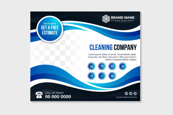 Cleaning Company Horizontal Flyer Wave: Graphics & Print Templates