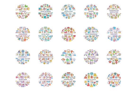 Concept Icons Set with Headline: Graphics & Graphic Templates