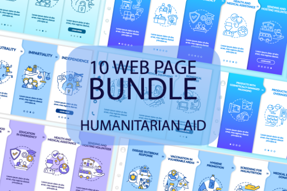 Humanitarian Aid App Screens Bundle: Graphics & Graphic Templates