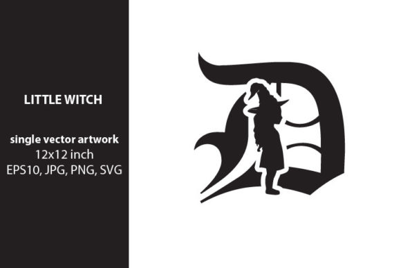 Little Witch - Monogram Letter D Graphics & Icons