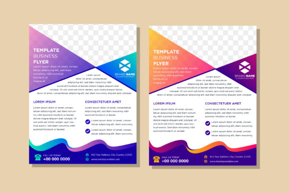 Orange Purple Business Flyer Gradient: Graphics & Print Templates