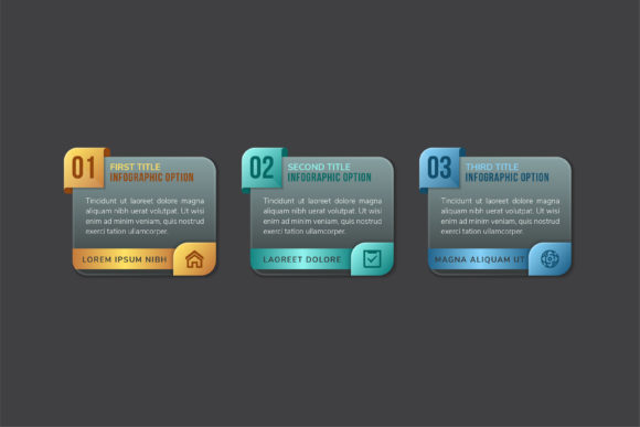 Rectangle Infographic Three Steps: Clean Graphics for Handmade Infographics