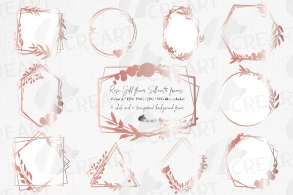 Rose Gold Geo Floral Silhouette Frames
