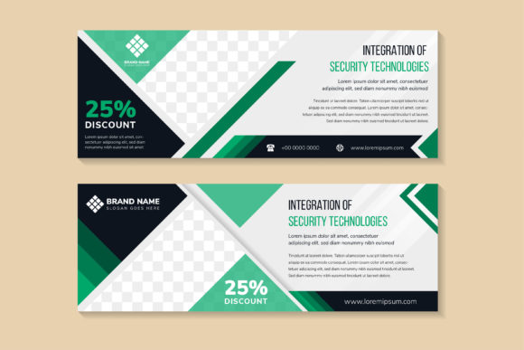 Technology Horizontal Banner Green Graphics & Flyers